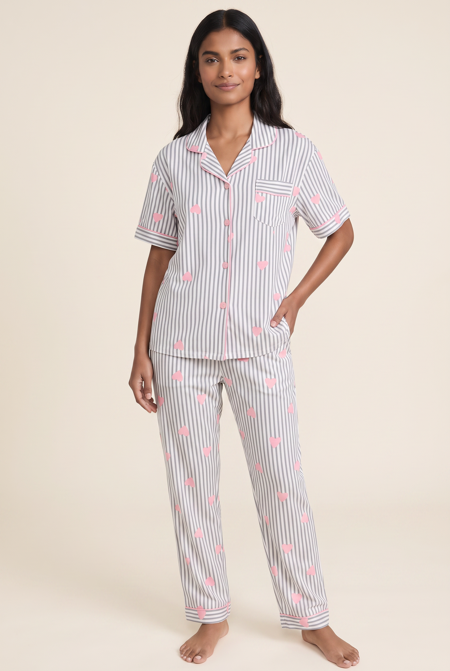 Set de Pijama Pantalón | Stripes Clásicas & Hearts