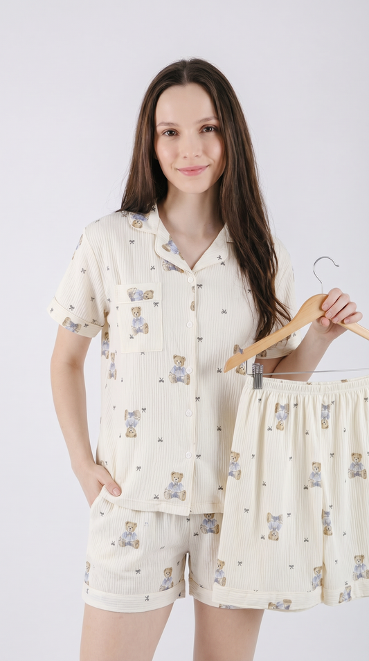 Set de Pijama Short | Teddy Soft Set 3 piezas
