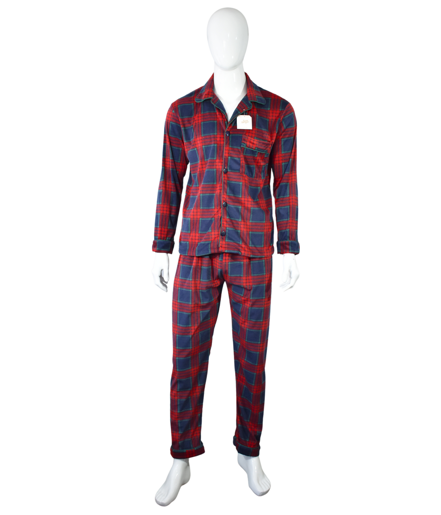 Pijama Caballero Cuadros Tartán Rojo y Verde / Navidad