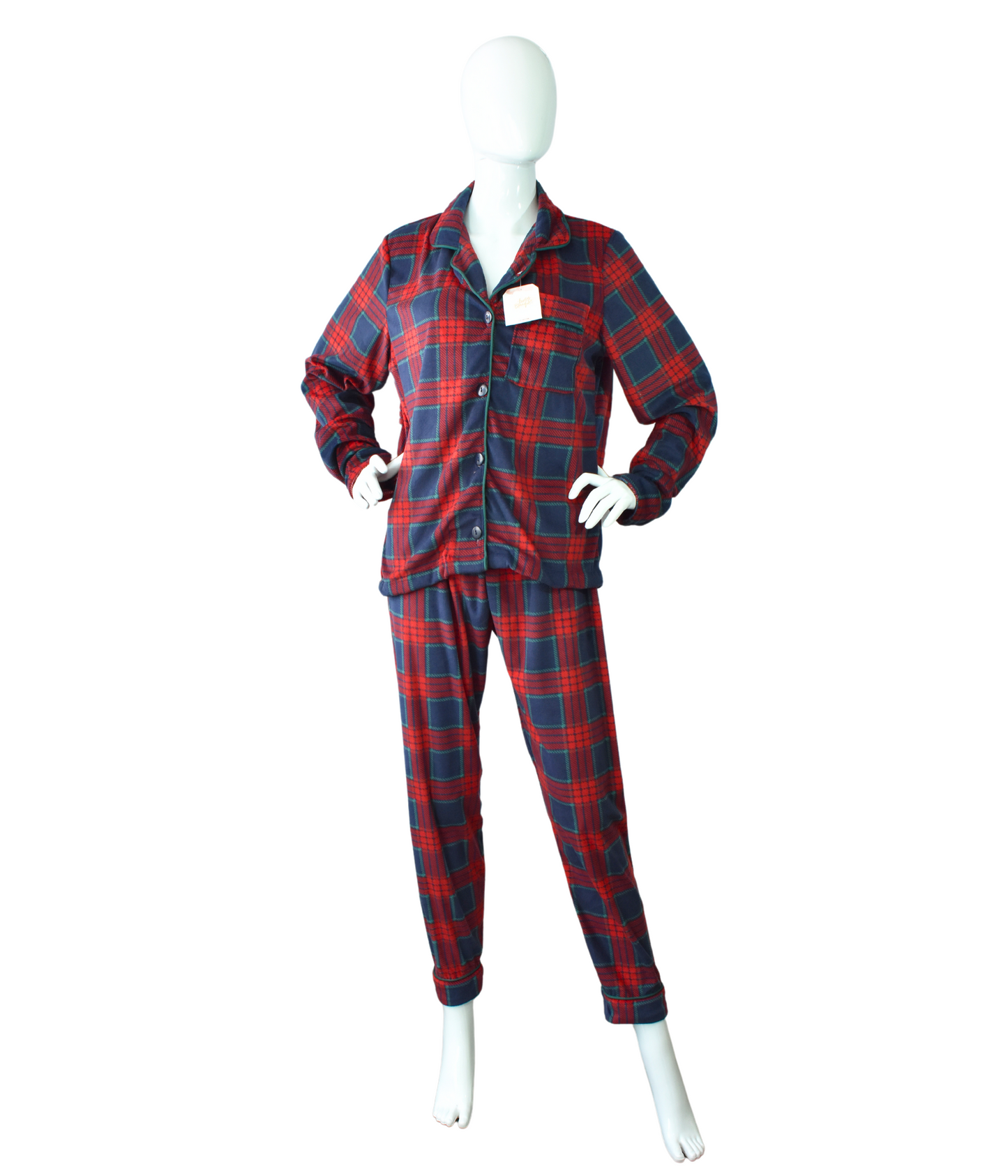Pijama Mujer Cuadros Tartán Rojo y Verde / Navidad