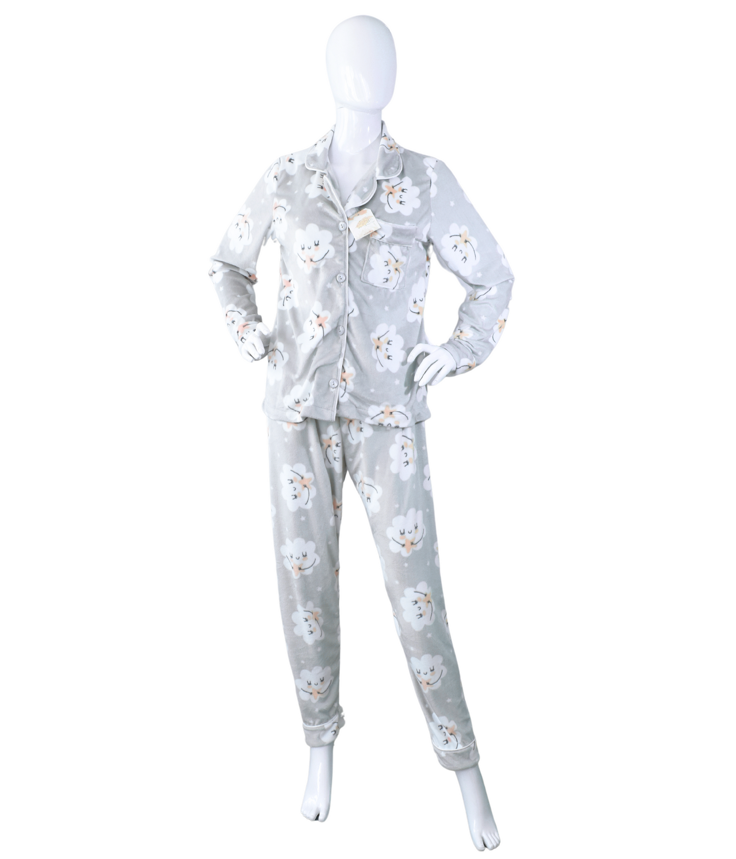 Pijama Nubes Gris Mujer