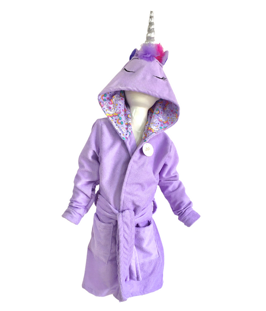 Bata de Baño Unicornio Morado con Alas