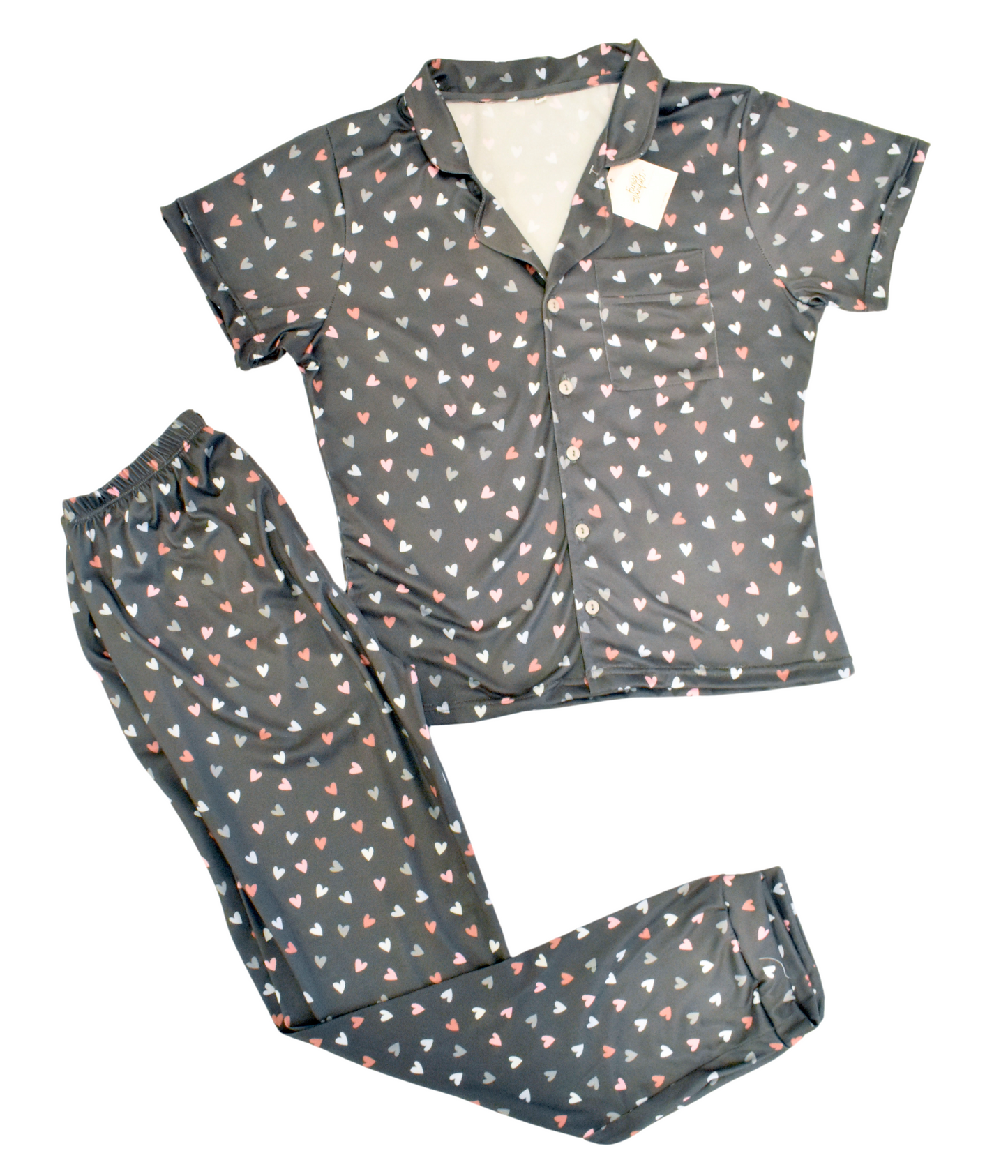 Pijama Gris C/ Corazones Variados