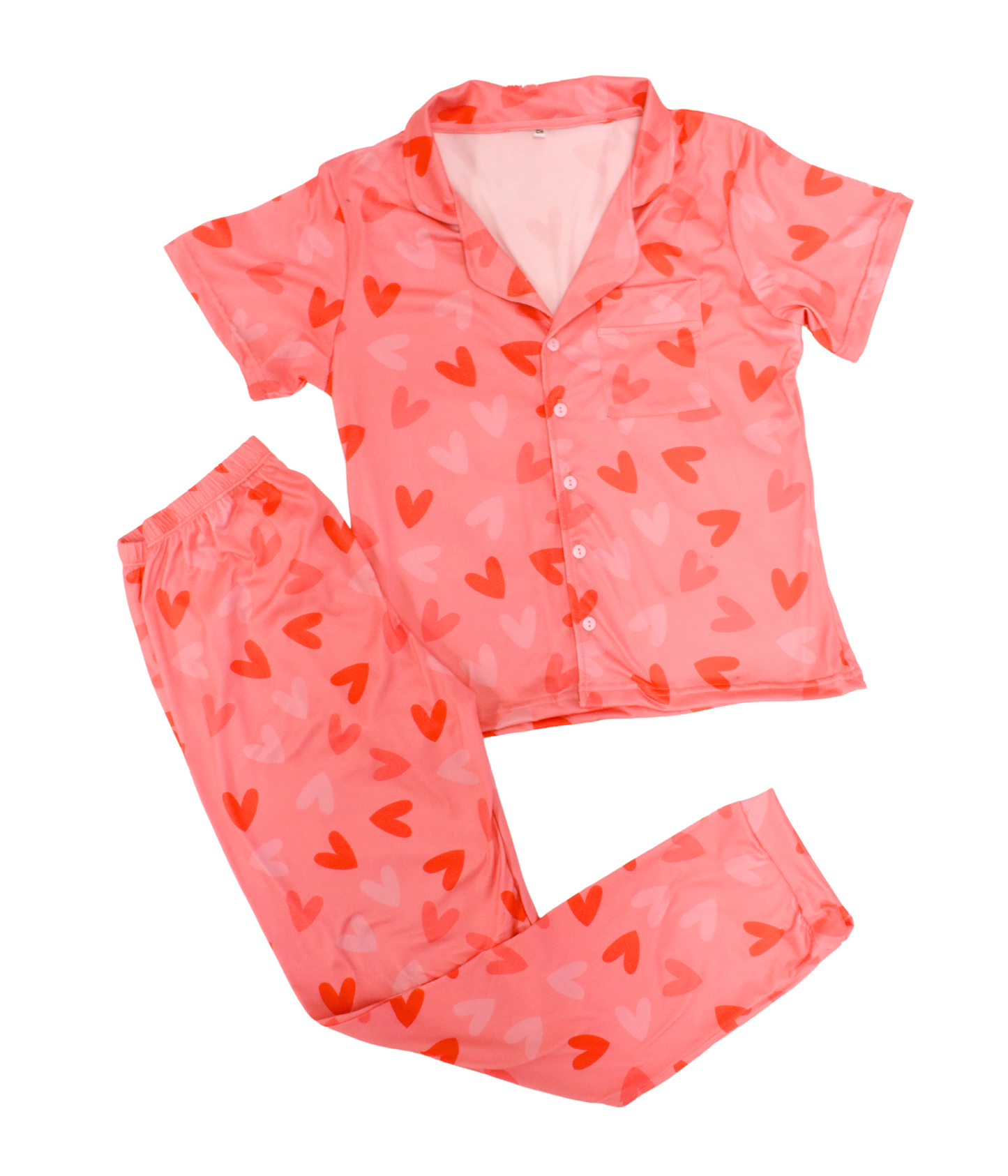 Pijama Rosa Coral C/Corazones Rojos