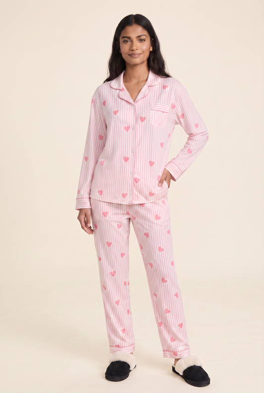 Set de Pijama Pantalón | Stripes Clásicas & Hearts