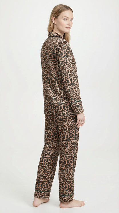Set Pijama Largo de Satín | Leopard Print